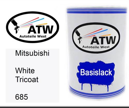 Mitsubishi, White Tricoat, 685: 500ml Lackdose, von ATW Autoteile West.